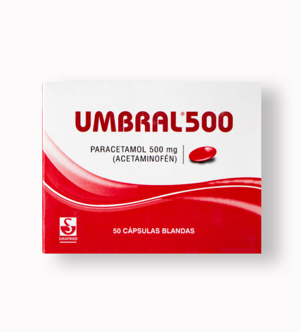 UMBRAL – Paracetamol 500mg (Acetaminofén) – 50 capsulas blandas